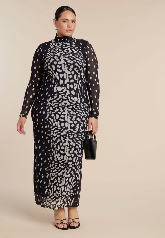 Mesh Print Maxi Dress image number 1