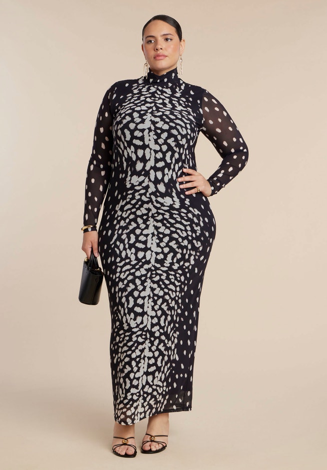 Mesh Print Maxi Dress image number 0