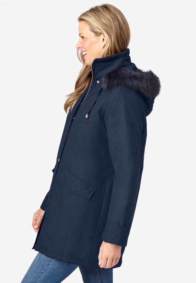 Faux Fur Down Parka Coat image number 2