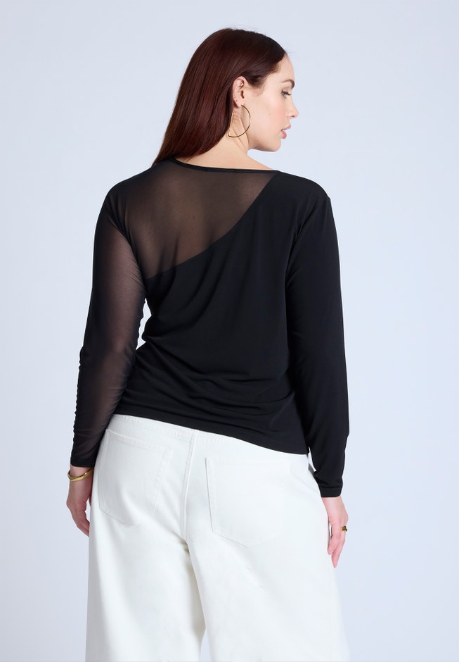 Mesh Combo Long Sleeve Top image number null