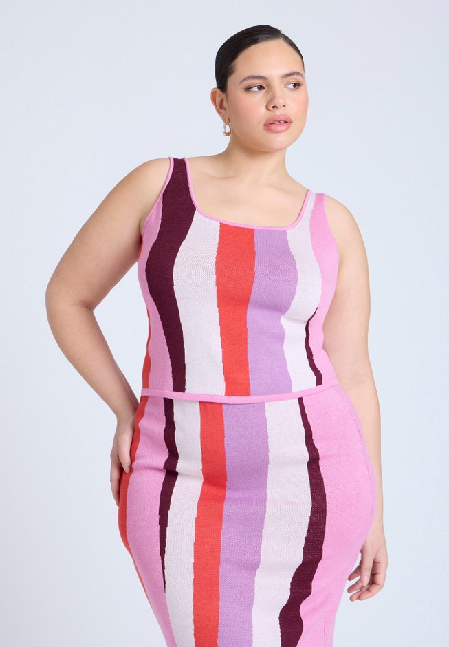 Intarsia Square Neck Tank image number null