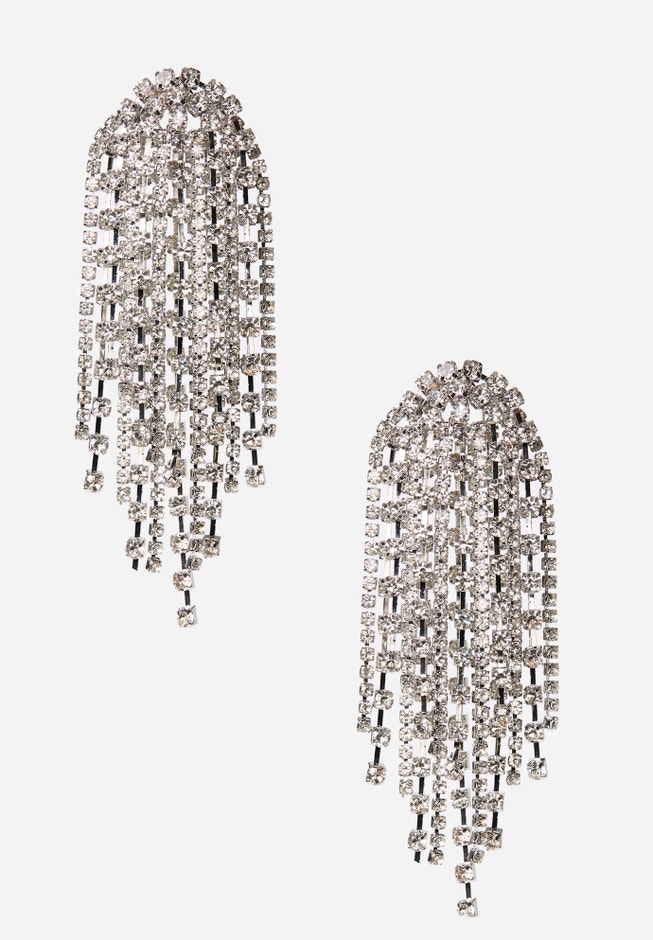Chain Rhinestone Cluster Earrings image number null
