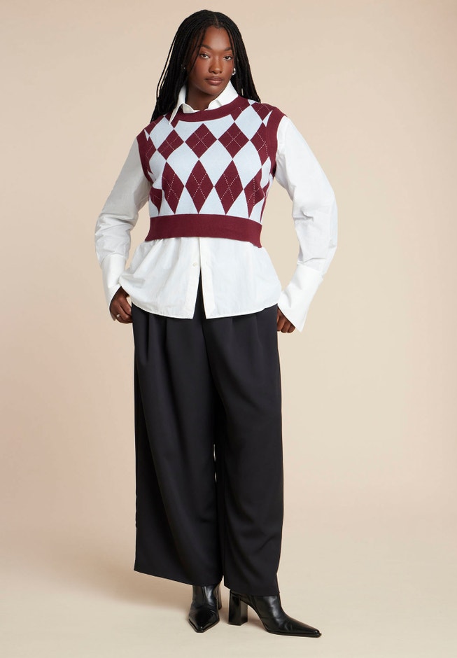 Intarsia Sweater Vest image number 3