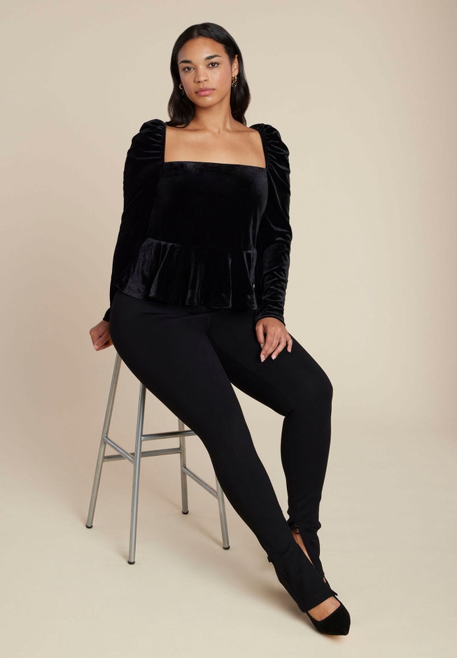 Velvet Peplum Top image number 2