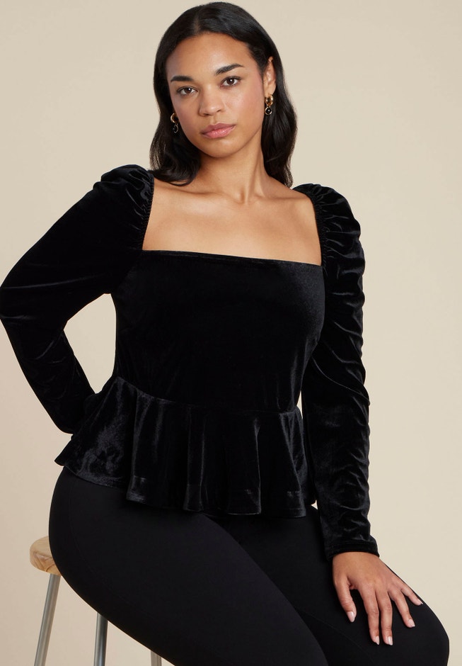 Velvet Peplum Top image number 0