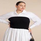 Sweater Twofer Shirt Dress image number null