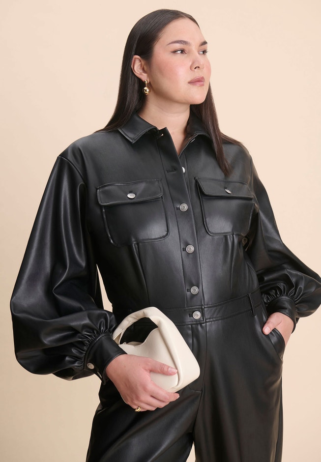 Faux Leather Straight Jumpsuit image number 2