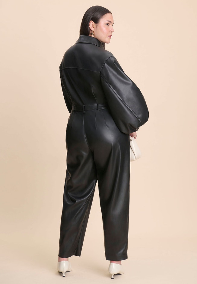 Faux Leather Straight Jumpsuit image number 3