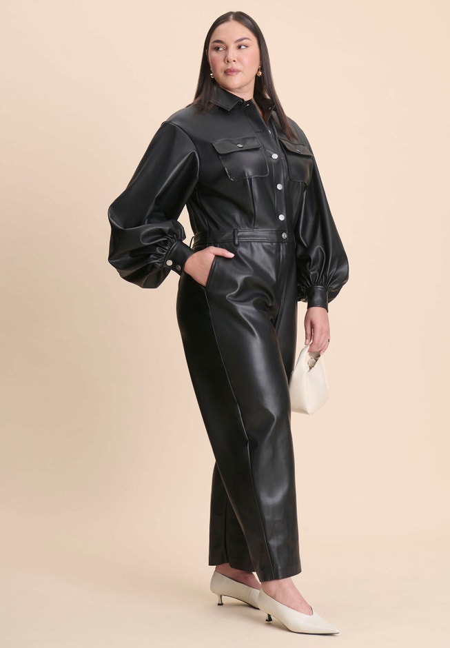 Faux Leather Straight Jumpsuit image number 0
