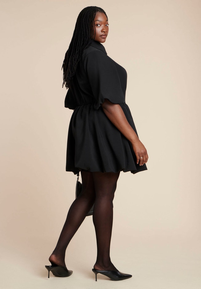 black collared mini dress Bea Mini Dress