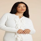 Ruffle Placket Sweater Dress image number null