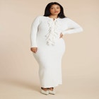 Ruffle Placket Sweater Dress image number null