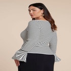 Striped Sweater With Flared Sleeve image number null