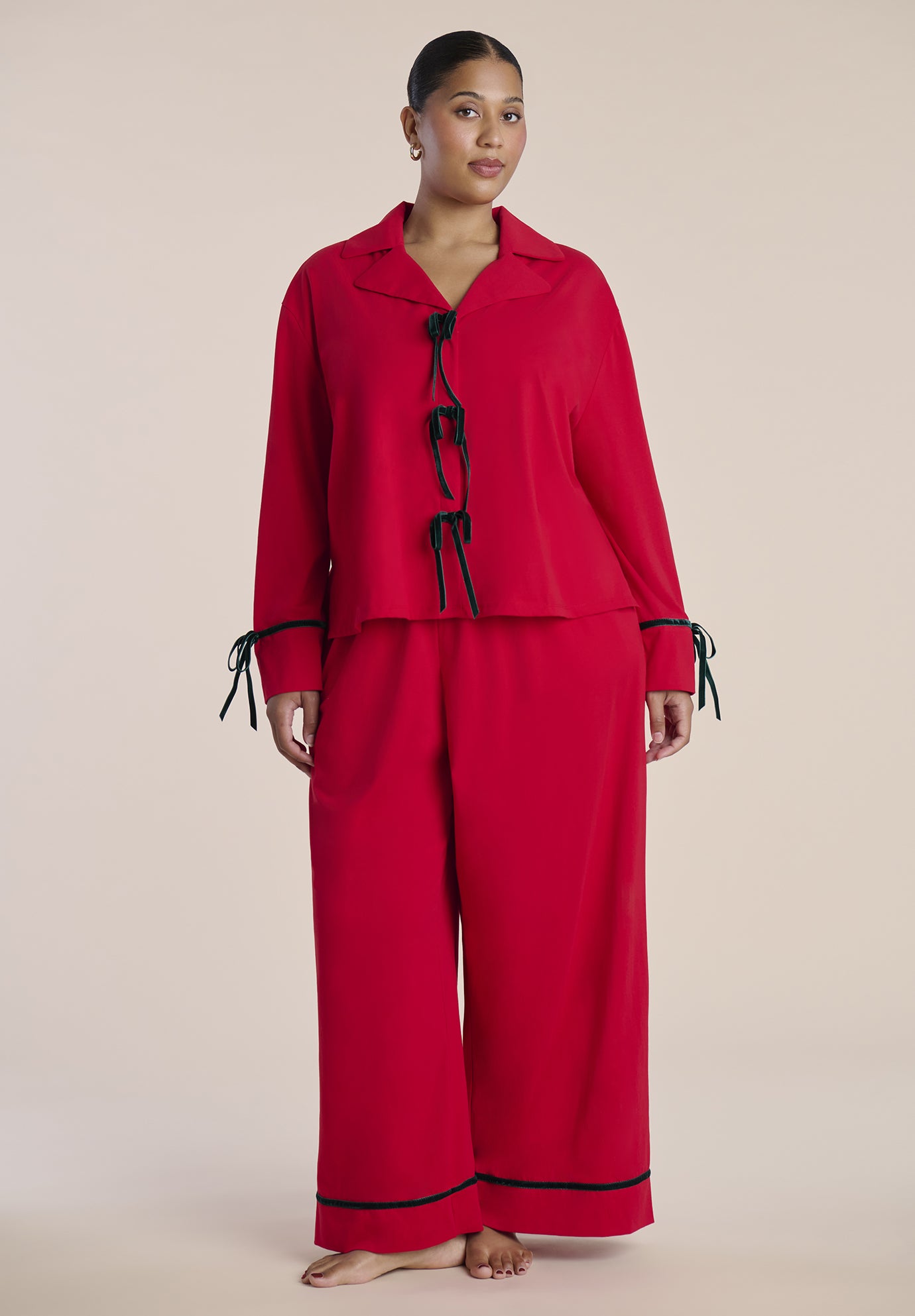 Tie-Detail Pajama Set