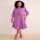 Plus Size Elbow Sleeve Fit-and-Flare Dress with Bolero Jacket &ndash; 2-Piece Suit image number null