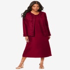 Plus Size Long Sleeve Pleated Jacket Dress Set – Elegant 2-Piece Sheath Suit image number null