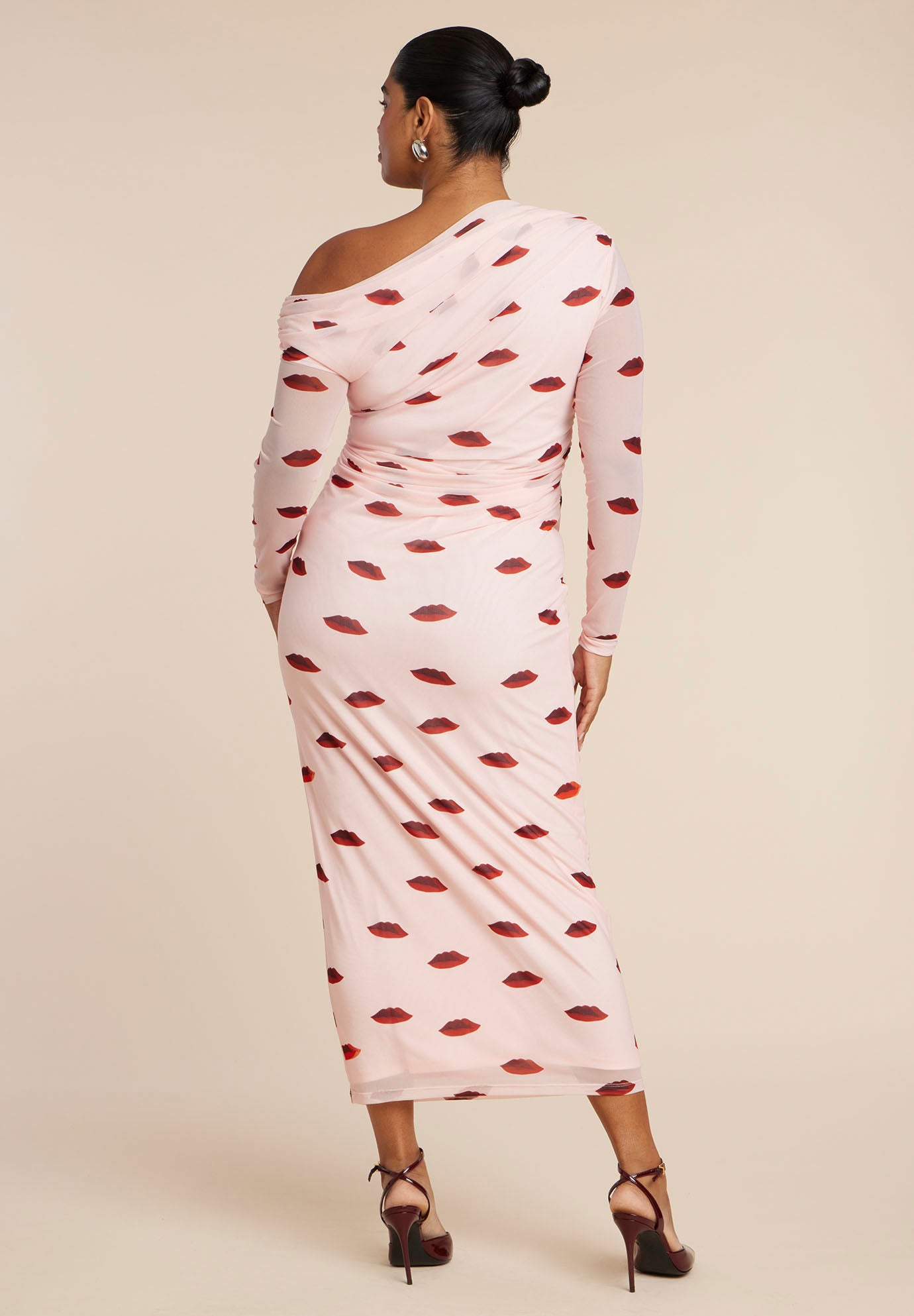 Asym Neck Printed Mesh Dress image number 3