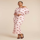 Asym Neck Printed Mesh Dress image number null