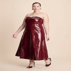 Textured Faux Leather Dress With Cup Detail image number null