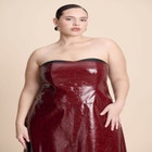 Textured Faux Leather Dress With Cup Detail image number null