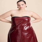 Textured Faux Leather Dress With Cup Detail image number null