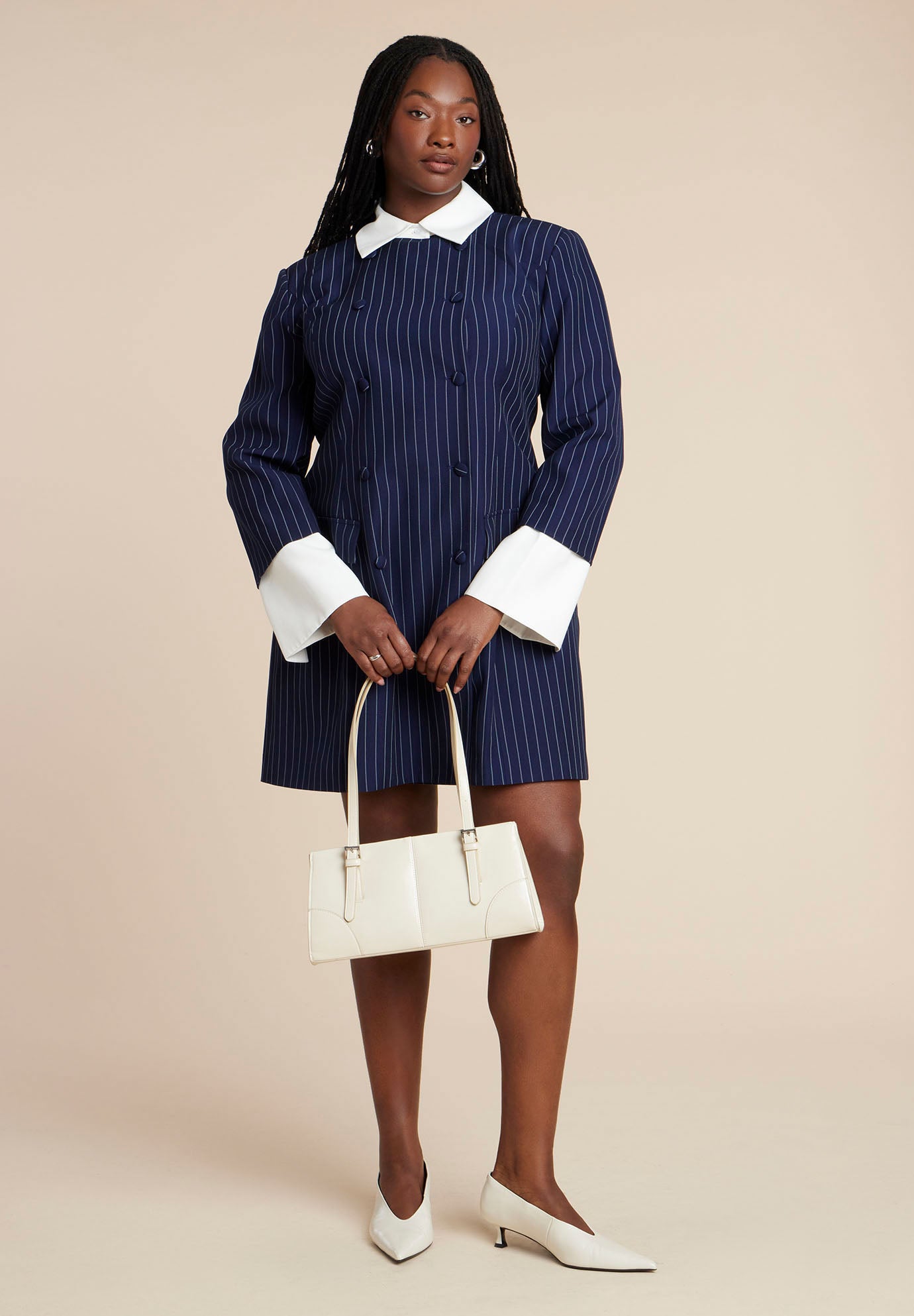 Twofer Pinstripe Blazer Dress image number 1