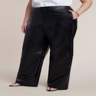 Adjustable Waist Faux Leather Wide-Leg Pant image number 1