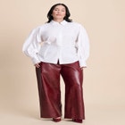 Textured Faux Leather Wide Leg Pant image number null