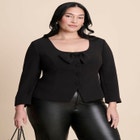 Scoop Neck Jacket With Bow image number null