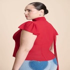 Flutter Sleeve Top With Necktie image number null