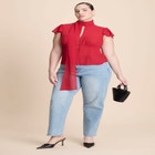 Flutter Sleeve Top With Necktie image number null