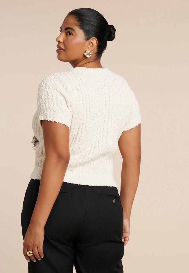 Sweater With Sheer Bow