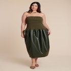 Faux Leather Sweater Mixed Dress image number null