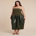 Faux Leather Sweater Mixed Dress image number null