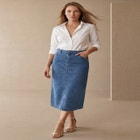 Classic Cotton Denim Midi Skirt image number 0