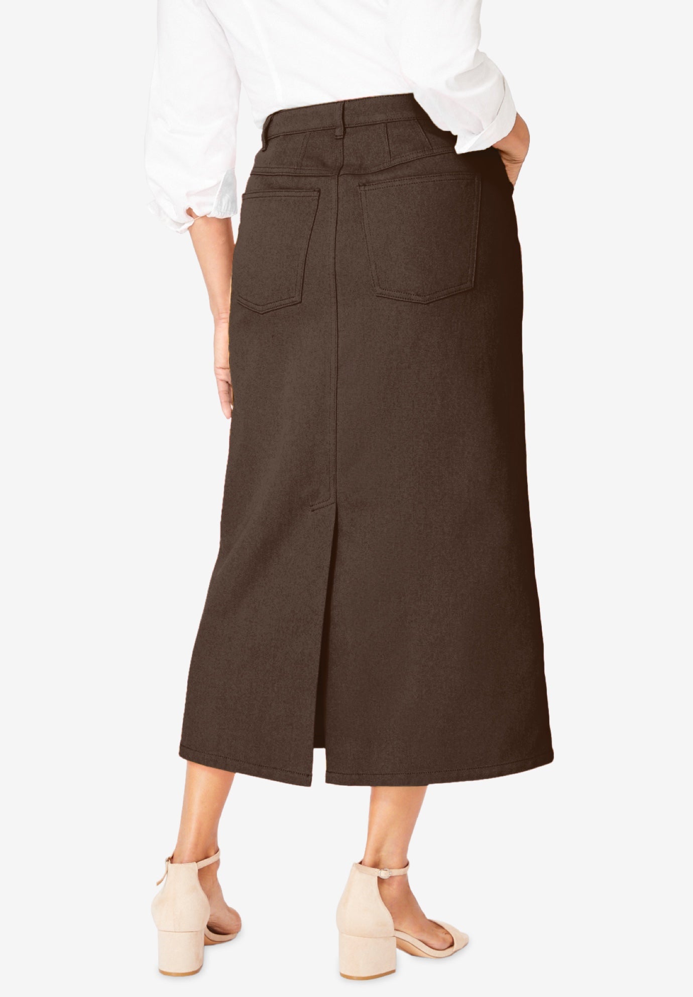 Classic Cotton Denim Midi Skirt image number 1