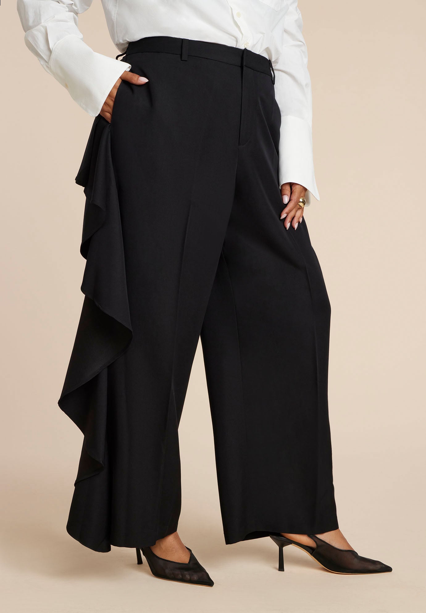 Wide Leg Pant With Drape image number 1