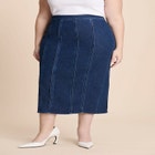 Seamed Denim Column Skirt image number null