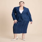 Seamed Denim Column Skirt image number null