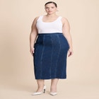 Seamed Denim Column Skirt image number null