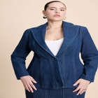 Seamed Denim Peplum Blazer image number null