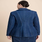 Seamed Denim Peplum Blazer image number null