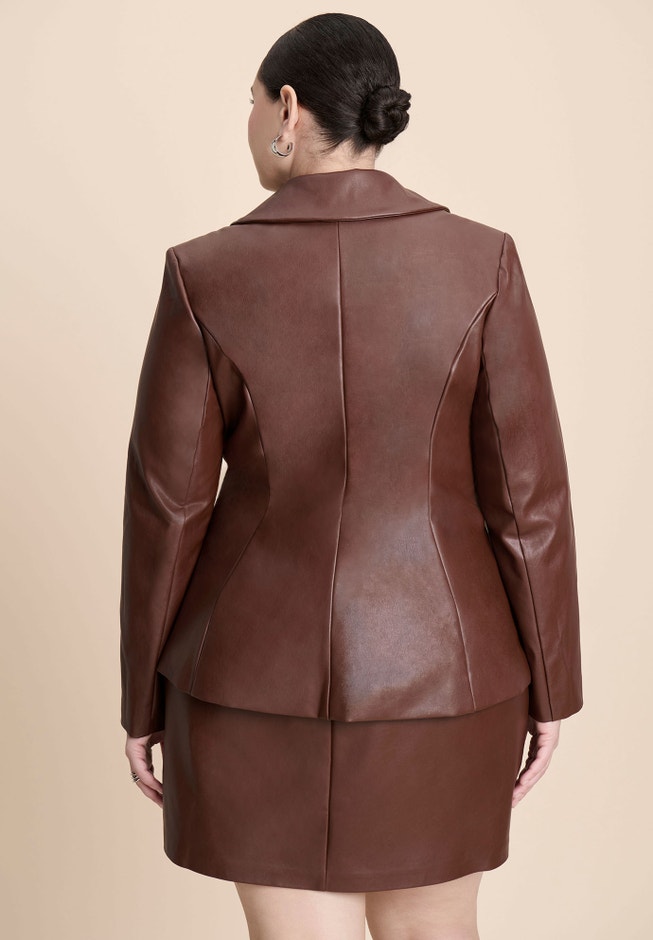 Faux Leather Split Hem Jacket image number 1