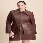 Faux Leather Split Hem Jacket image number null