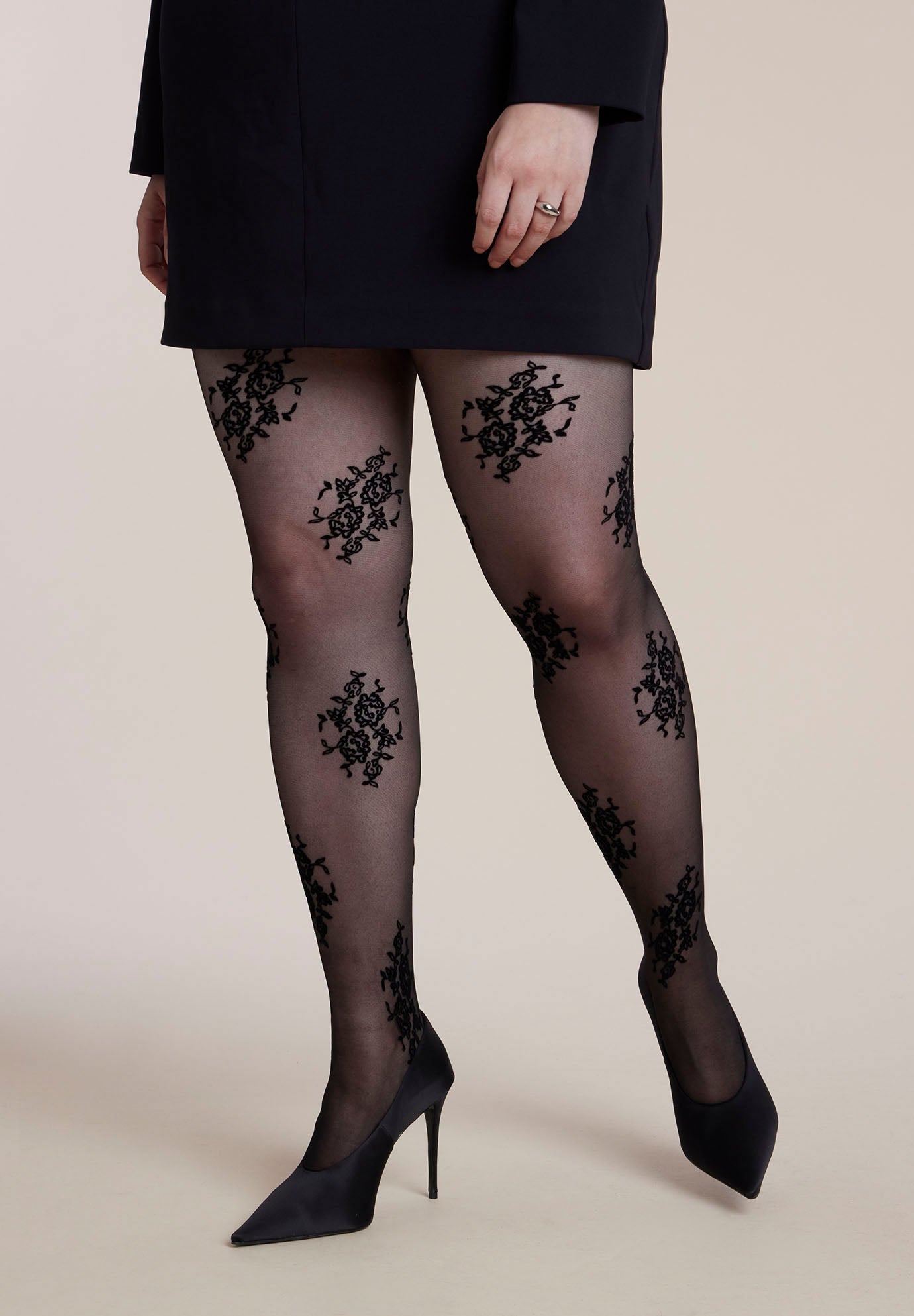Sheer Floral Tights image number 1