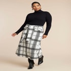 Plaid Midi Sweater Skirt With Sleeve Ties image number null