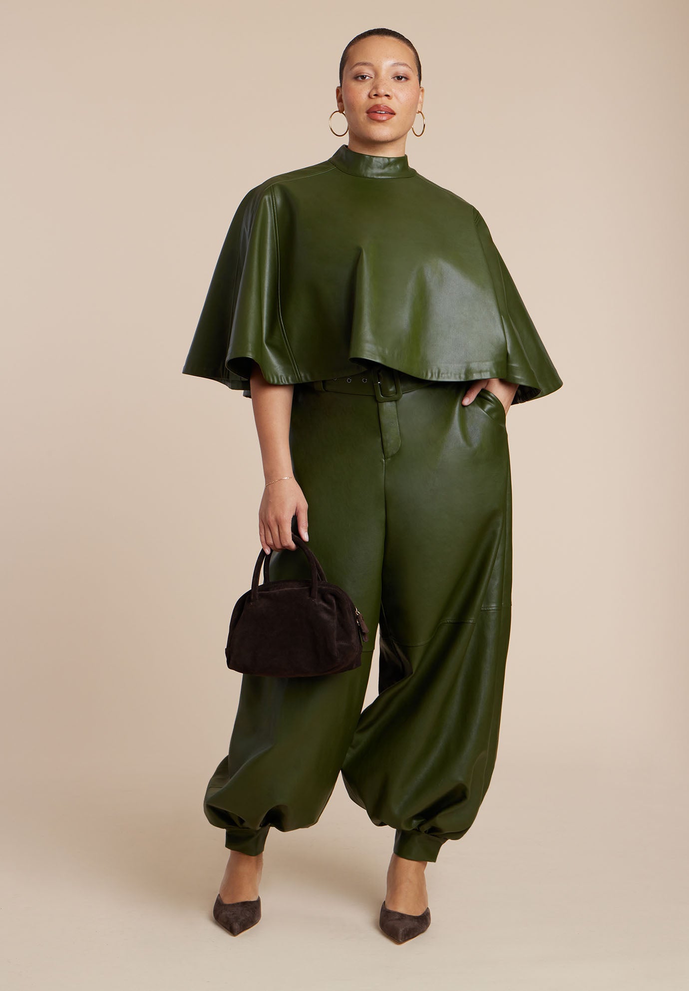 Belted Faux Leather Balloon Pant image number 1