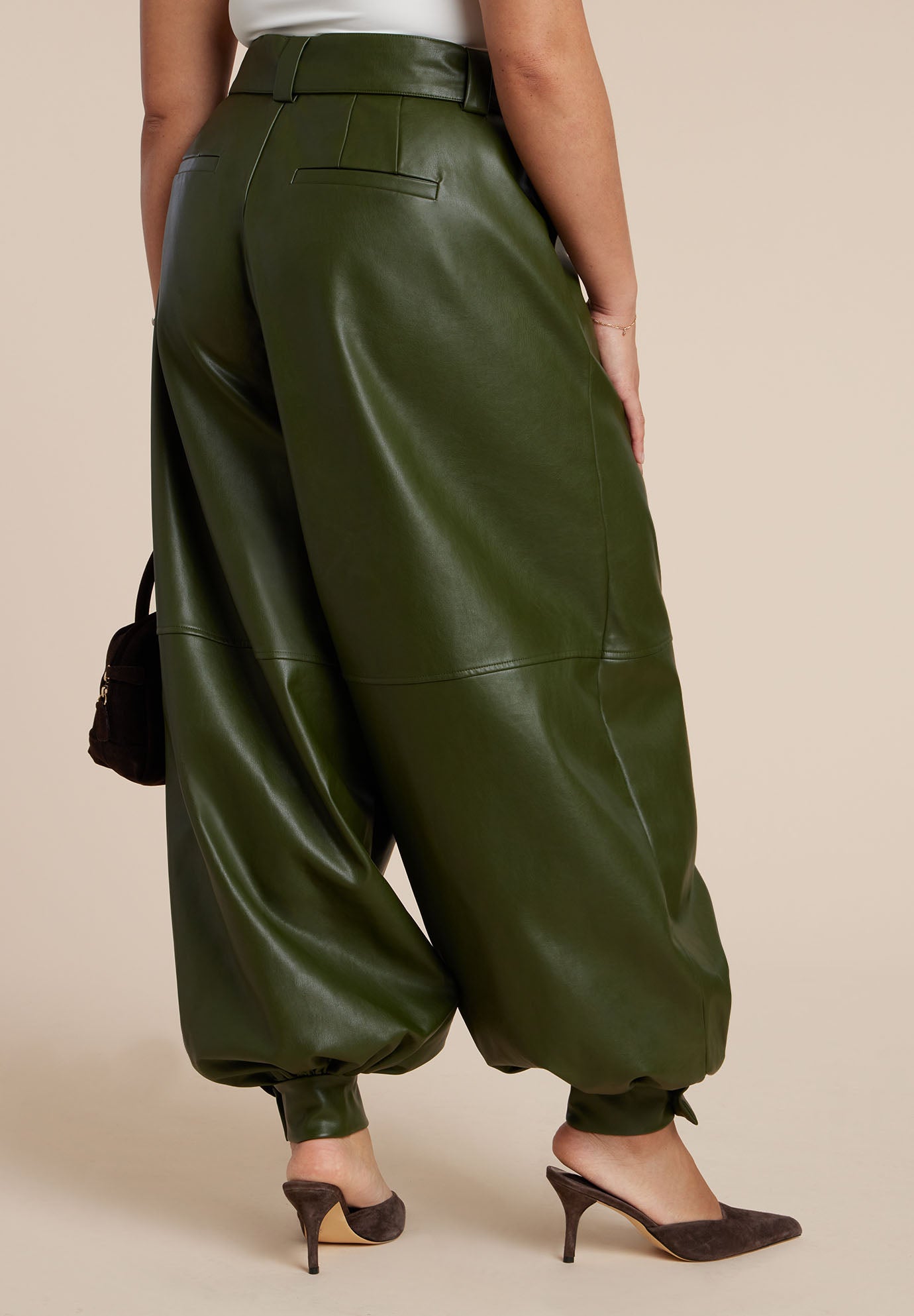 Belted Faux Leather Balloon Pant image number 3