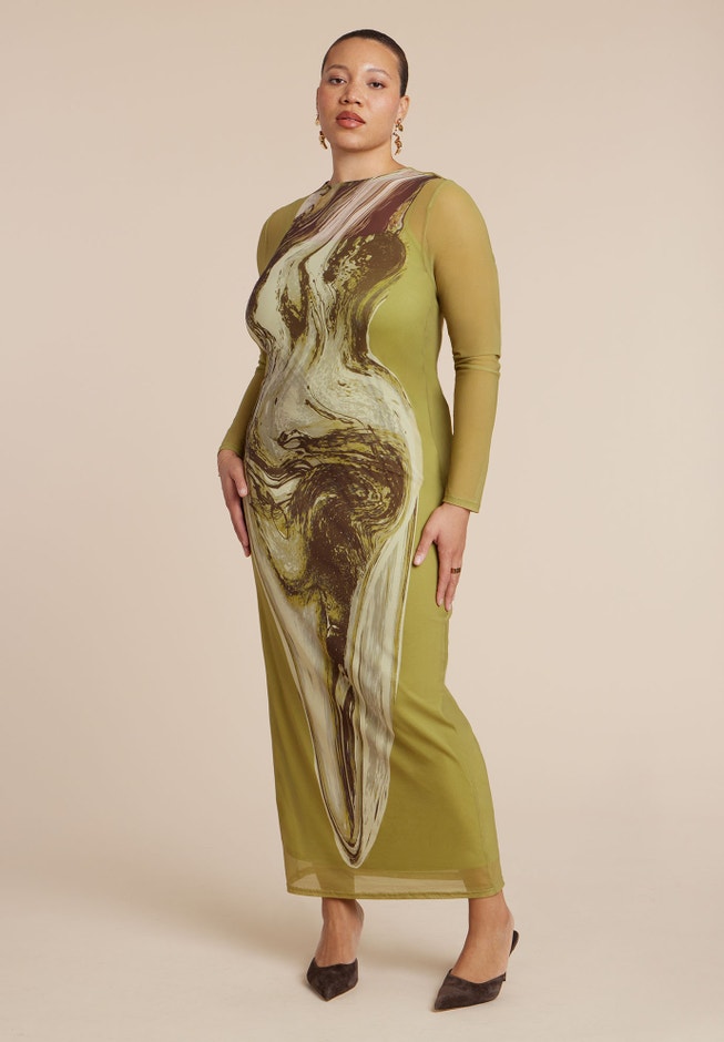 Printed Mesh Dress image number 1