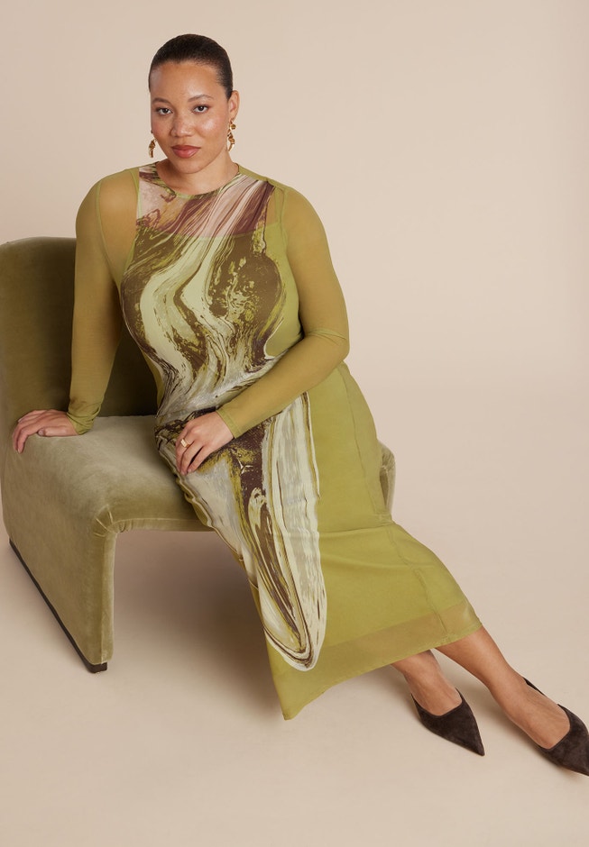 Printed Mesh Dress image number 2